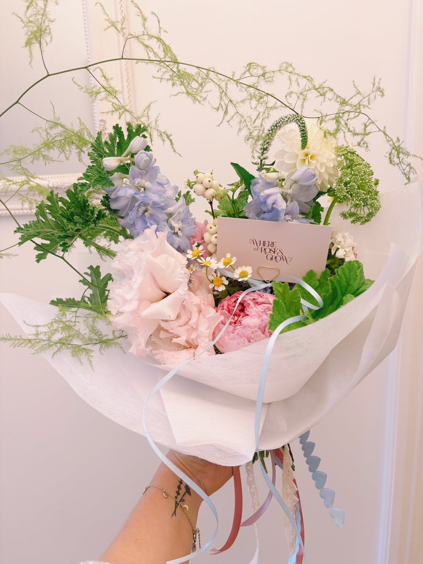 The Jemima - Scented Foliage with a sculptural fern arch
